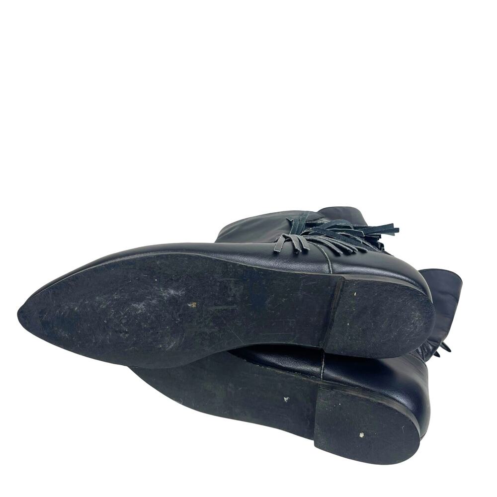 Vintage Black Leather Western Cowboy Fringe Boots: 9M - Picture 7 of 8
